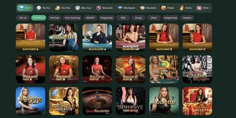 Trải nghiệm sảnh live casino trực tuyến UK88 